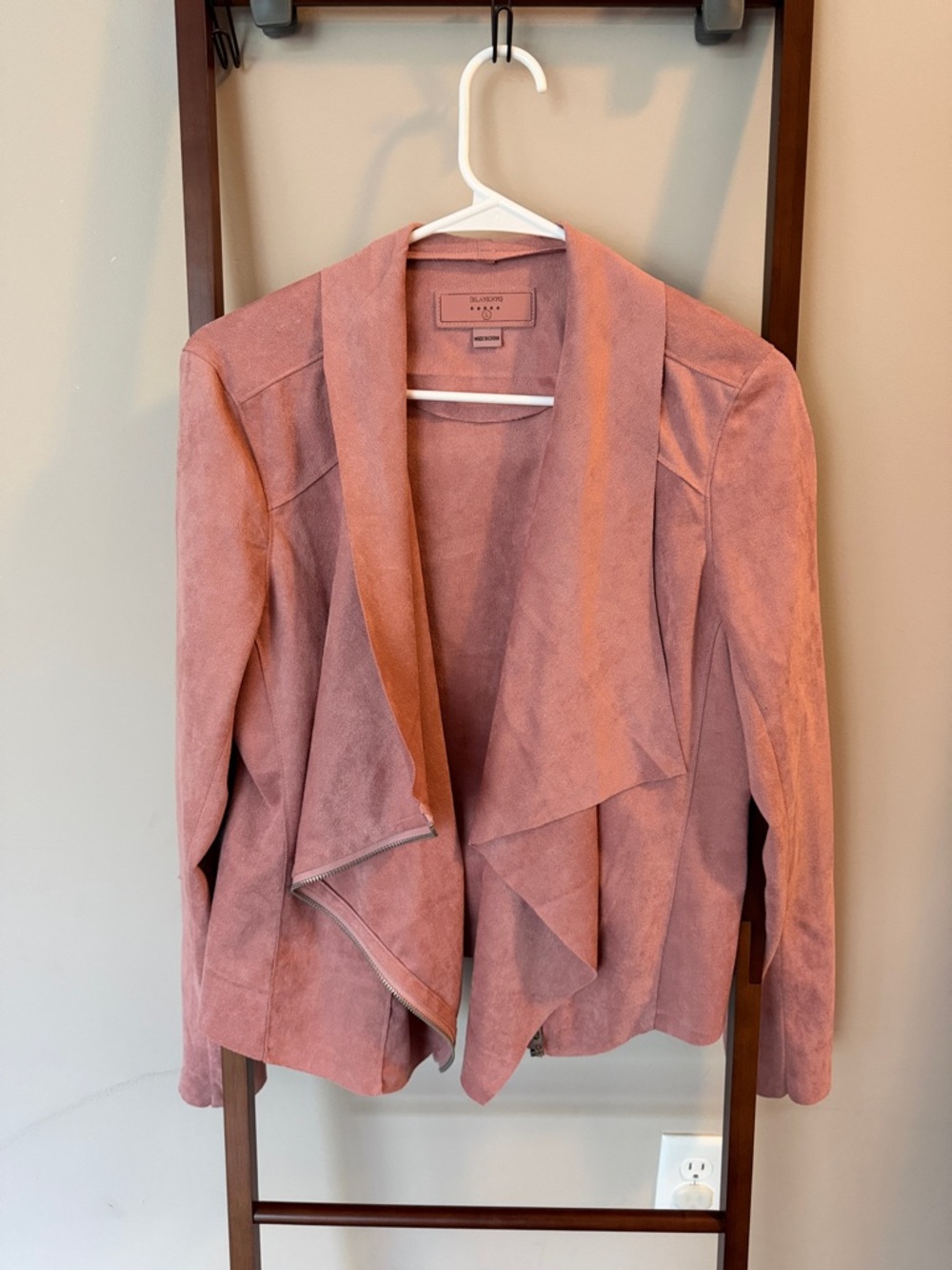 Blank NYC Dusty Rose Suede-Style Open Front Jacket